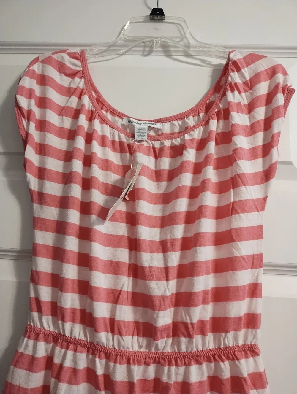 Girls' Pink and White Striped Elastic-Waist Dress